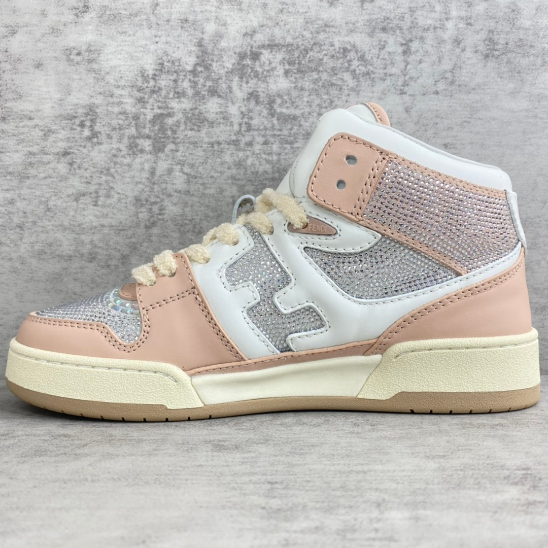 Fendi Match High-Top "White-Pink" Crystals