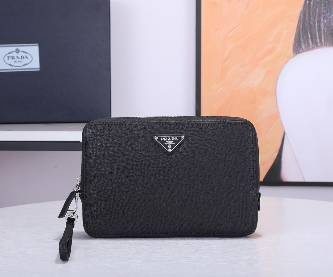 Prada Saffiano Leather Clutch "Black"