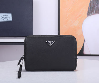Prada Saffiano Leather Clutch "Black"
