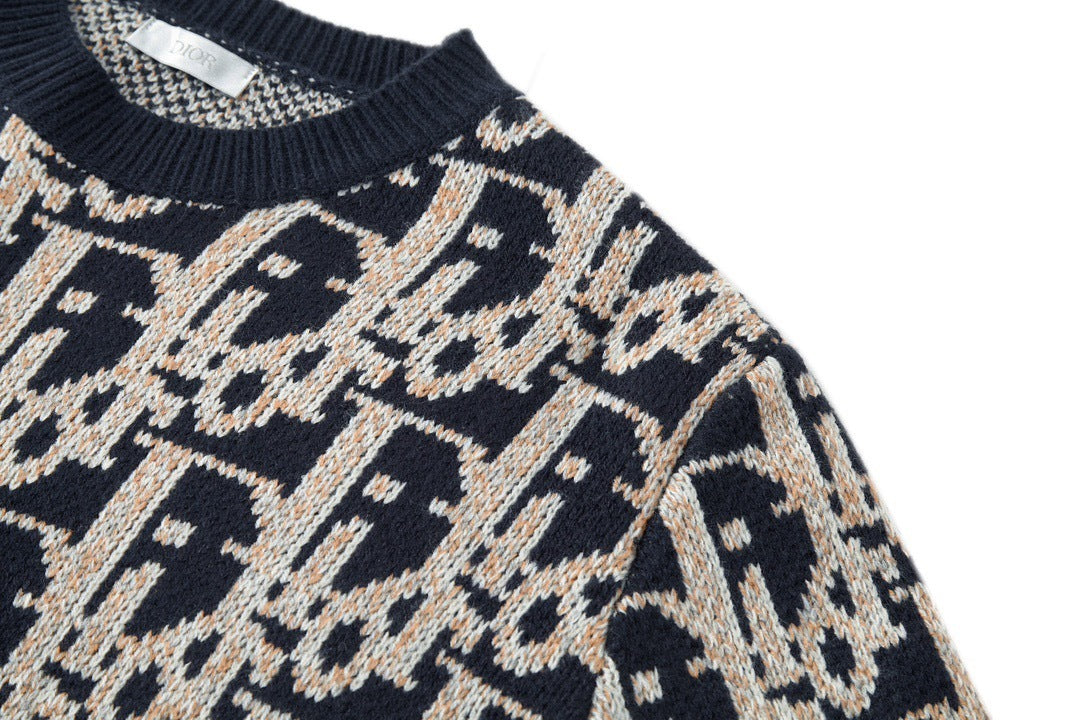 Dior Oblique Sweater "Navy Blue Wool Jacquard"
