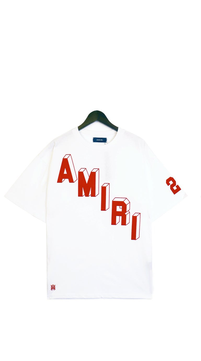 Amiri Flocked Hockey Skater T-Shirt "White-Red"