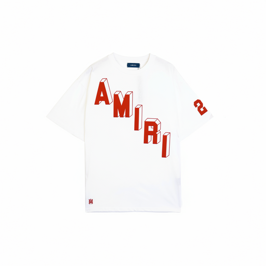 Amiri Flocked Hockey Skater T-Shirt "White-Red"