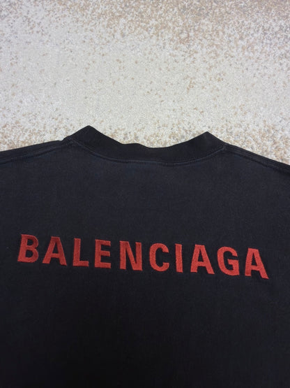 Balenciaga Back T-Shirt "Faded Black-Red"