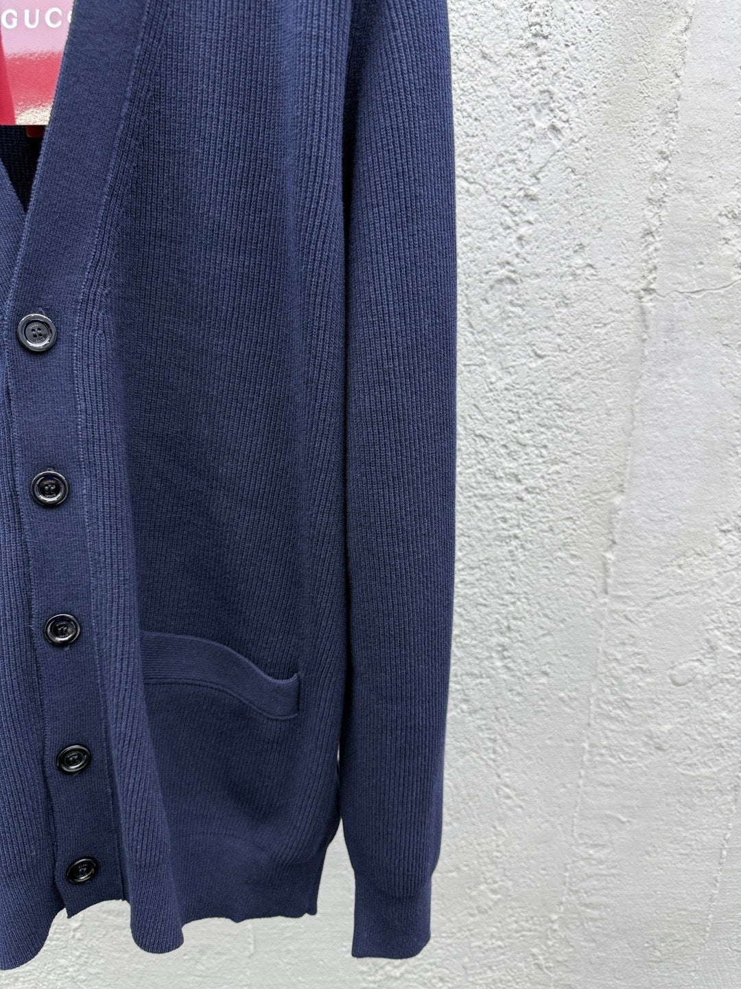 Gucci Silk Cotton Cardigan with Intarsia "Dark Blue"