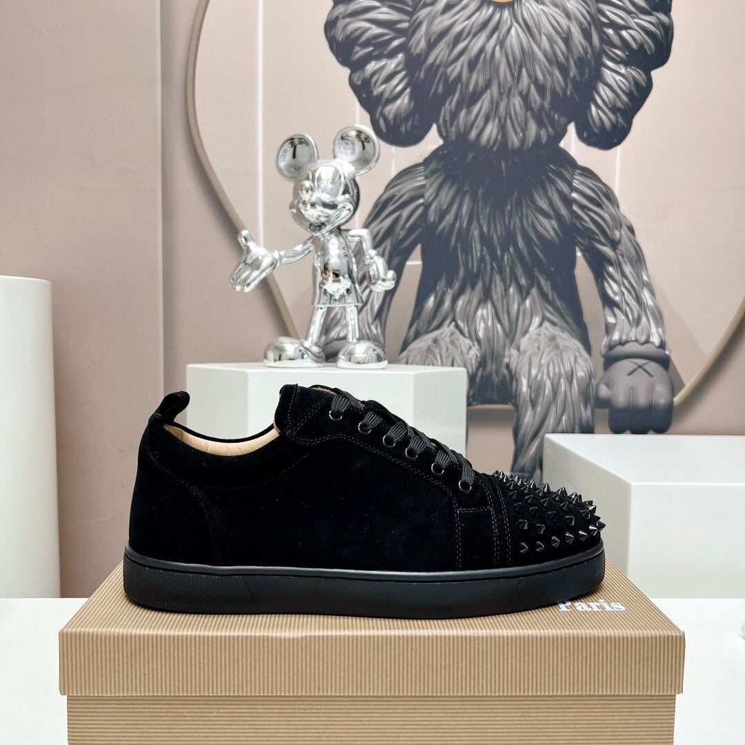 Christian Louboutin Louis Junior Spikes Orlato Veau Velours "Black"