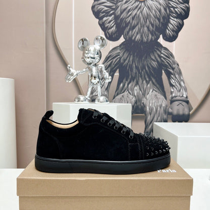 Christian Louboutin Louis Junior Spikes Orlato Veau Velours "Black"