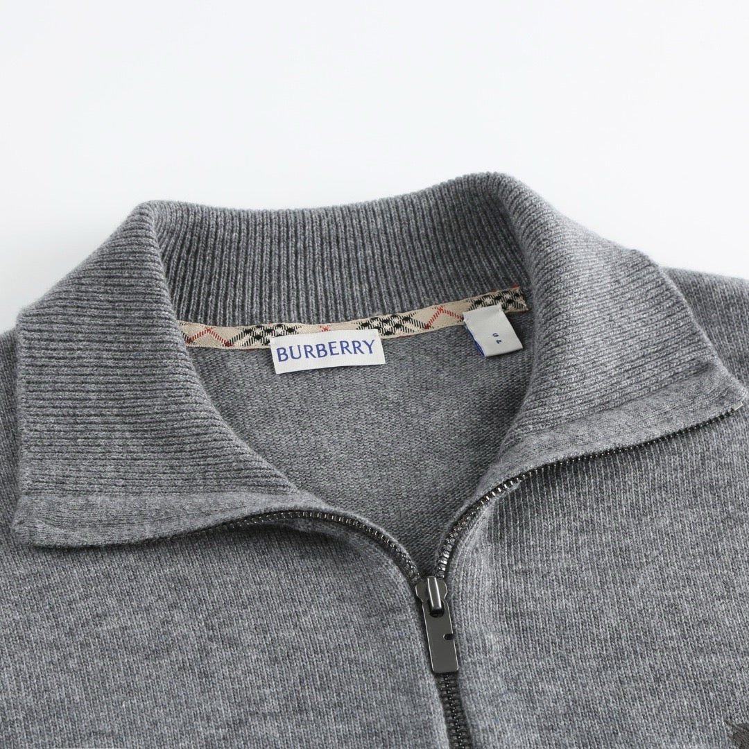 Burberry Cashmere Blend Half-zip Sweater "Grey"