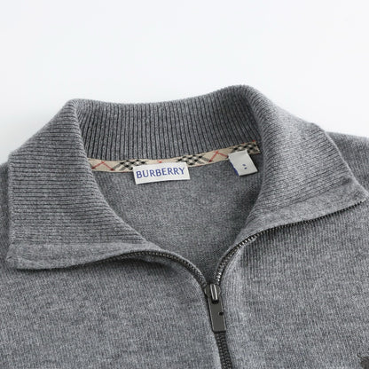 Burberry Cashmere Blend Half-zip Sweater "Grey"