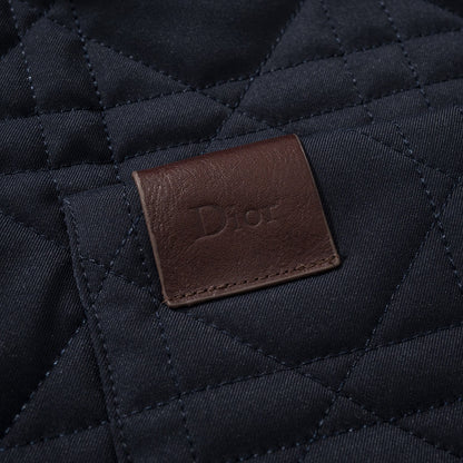 Dior Cannage Overshirt with Leather Dior Patch "Navy Blue Cotton"
