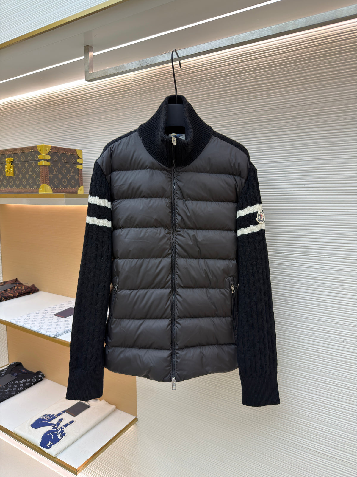 Moncler Padded Wool Zip-up Down Cardigan "Black"