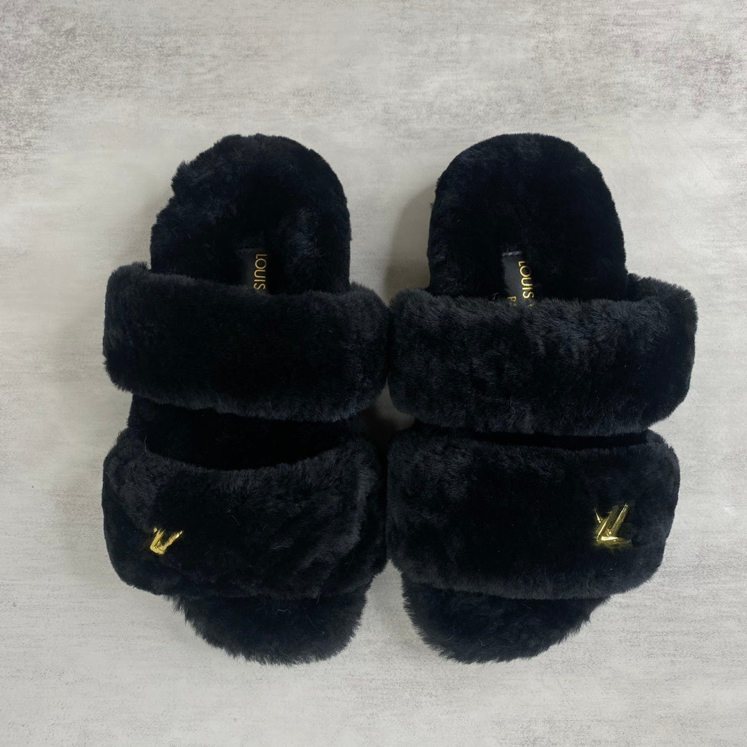 Louis Vuitton Fur Sandals "Black"