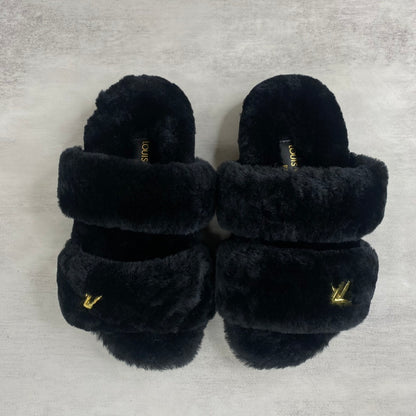 Louis Vuitton Fur Sandals "Black"