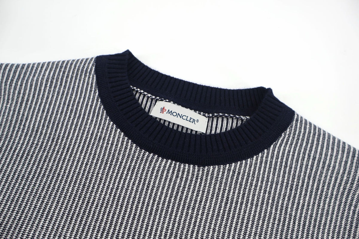 Moncler Leather Logo Cotton Sweater "Navy"