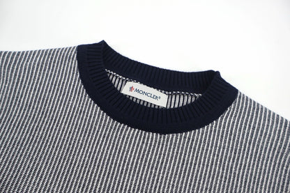 Moncler Leather Logo Cotton Sweater "Navy"