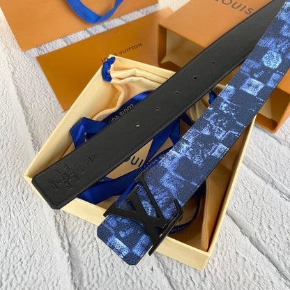 Louis Vuitton LV Initiales Reversible Belt "Damier Salt Navy-Black" and "Black"