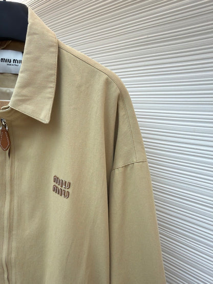Miu Miu Light Denim Blouson Jacket "Beige"