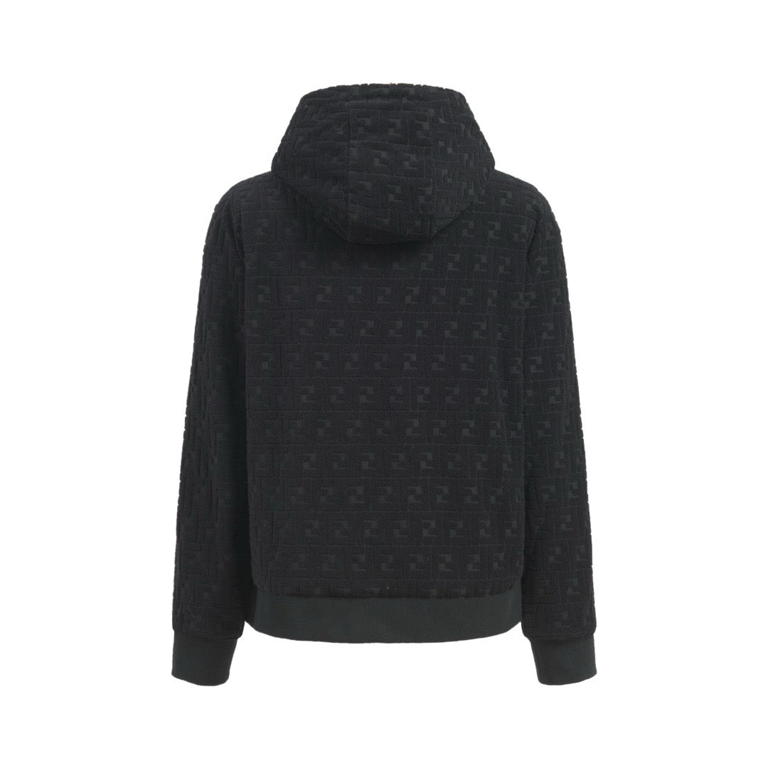 Fendi FF Terry Cotton Zip-Up Hoodie "Black"