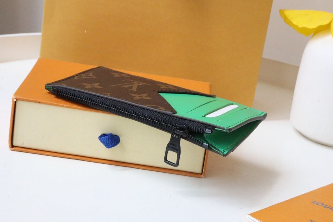Louis Vuitton Coin Card Holder "Monogram Macassar Canvas"