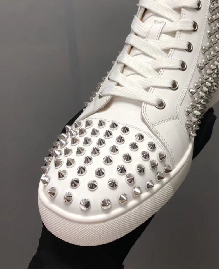 Christian Louboutin High-Top Louis Flat Spikes "White"