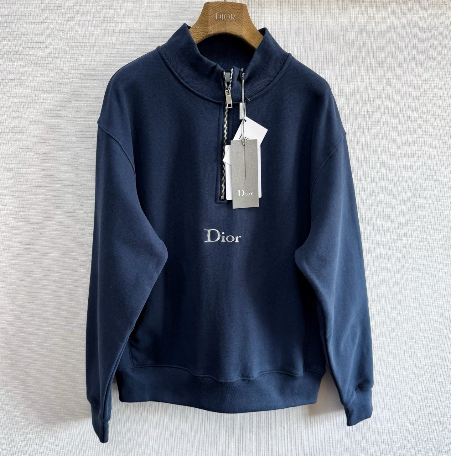 Dior Zip-neck Sweatshirt "Blue Cotton Fleece"