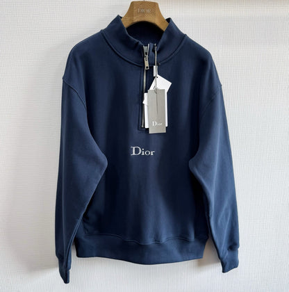 Dior Zip-neck Sweatshirt "Blue Cotton Fleece"
