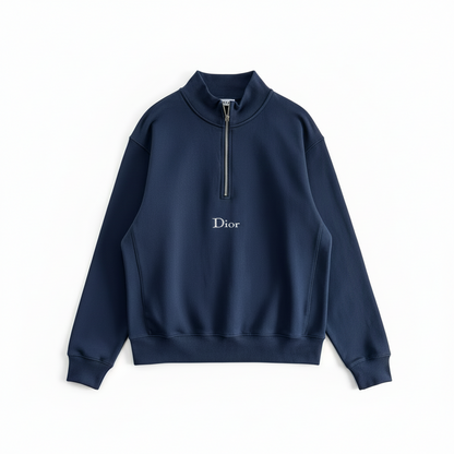 Dior Zip-neck Sweatshirt "Blue Cotton Fleece"