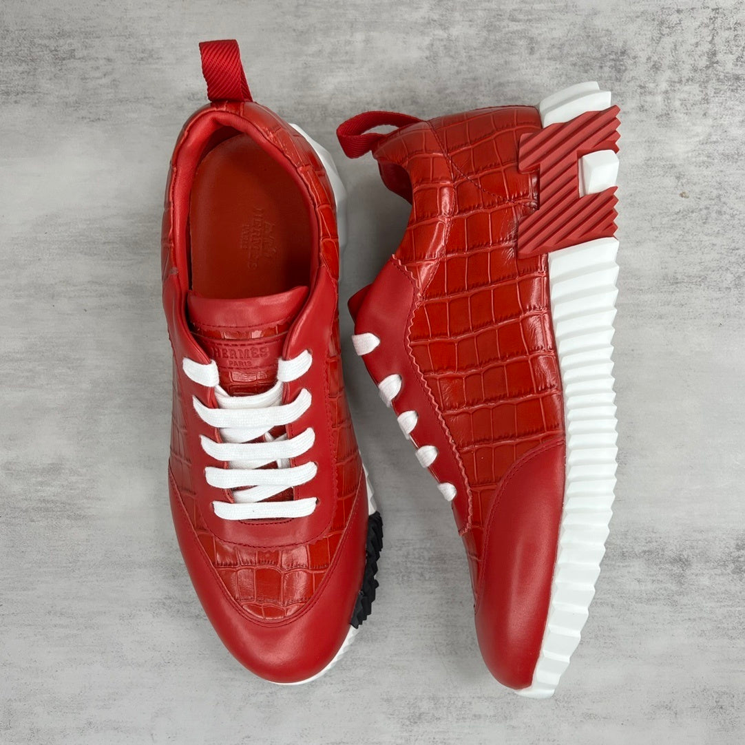 Hermes Bouncing Sneakers "Red Crocodile Pattern"