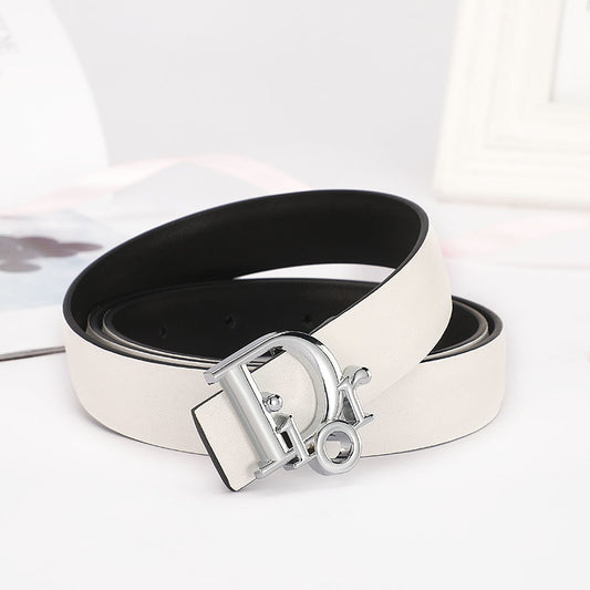 Dior Leather Belt "White-Silver"