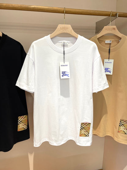 Burberry Check Label Cotton T-Shirt "Chalk"