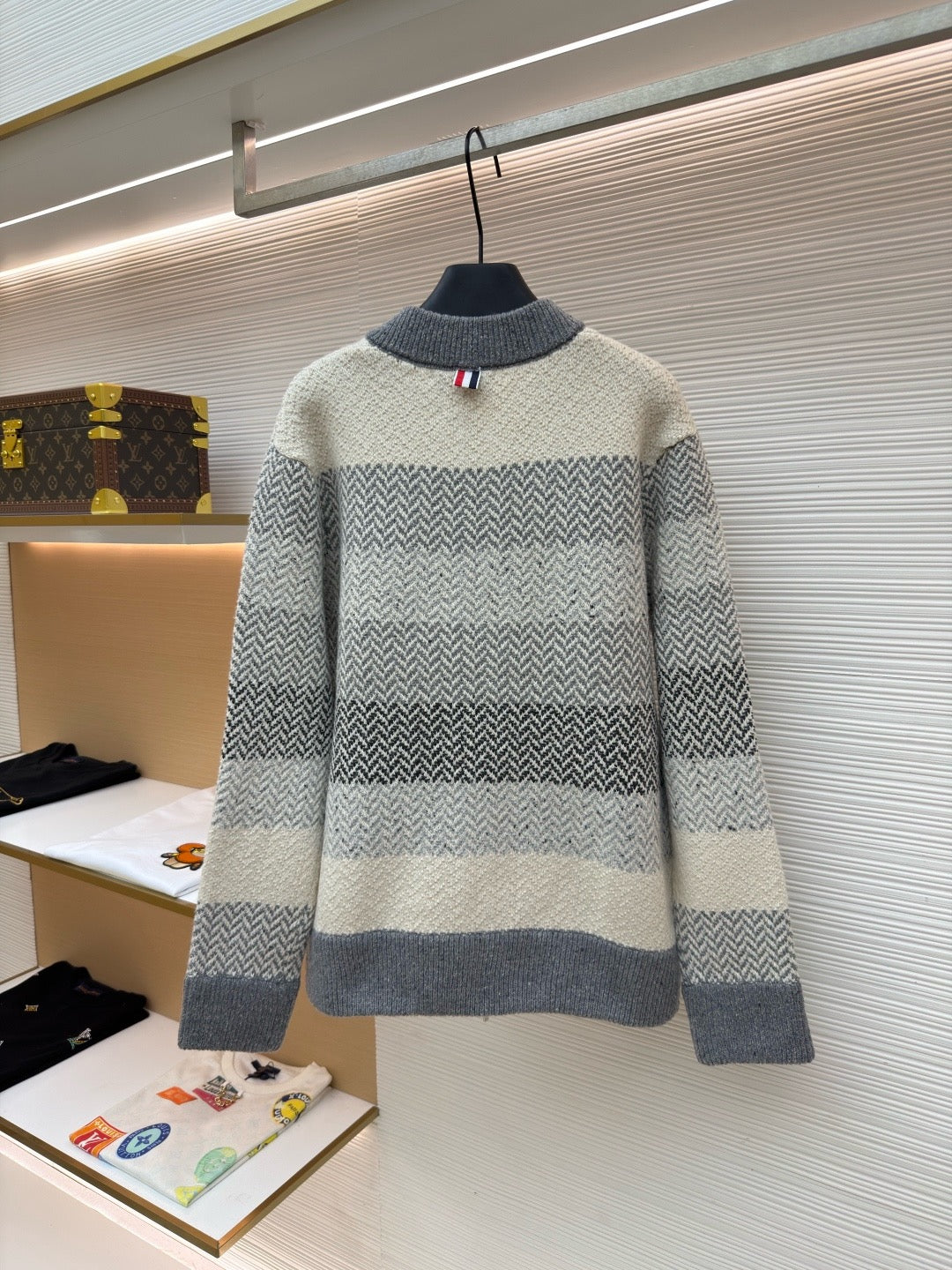 Thom Browne Donegal and Cushendale Herringbone Jacquard Bomber Jacket "Tonal Grey"