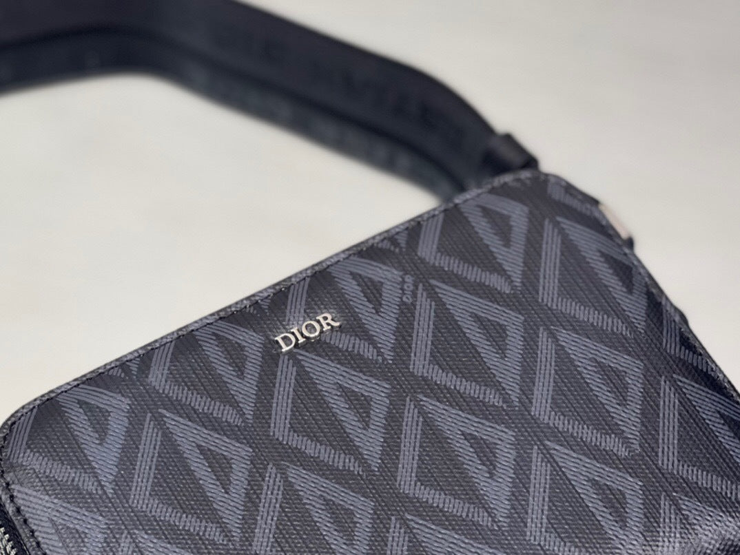 Dior CD Diamond Zipped Pouch with Strap