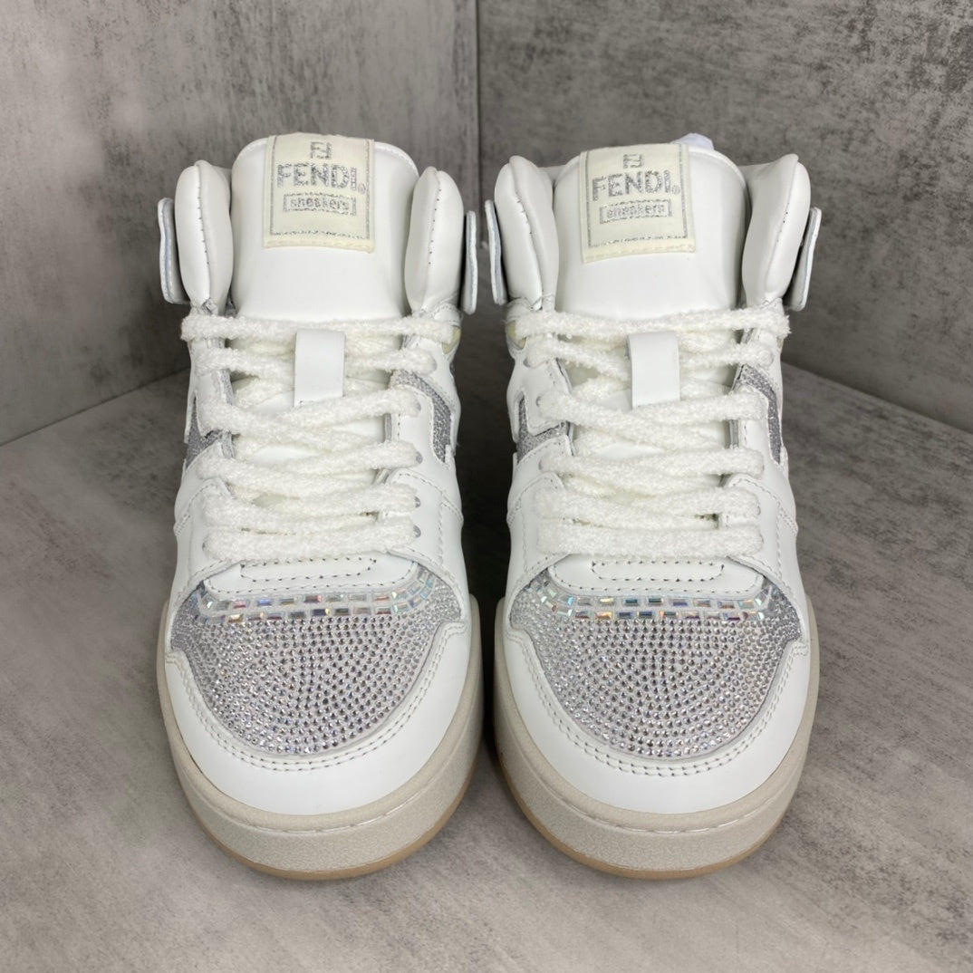 Fendi Match High-Top "White-Beige" Crystals