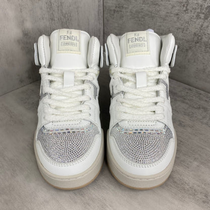 Fendi Match High-Top "White-Beige" Crystals