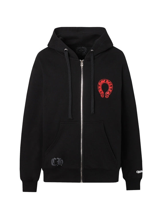 Chrome Hearts Zip-Up Hoodie "Black-Red-White"
