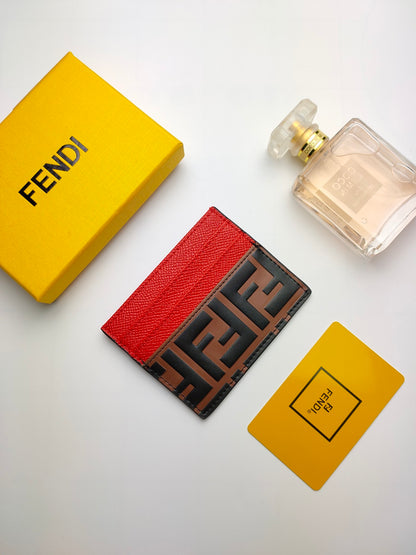 Fendi FF Logo Leather Card Holder