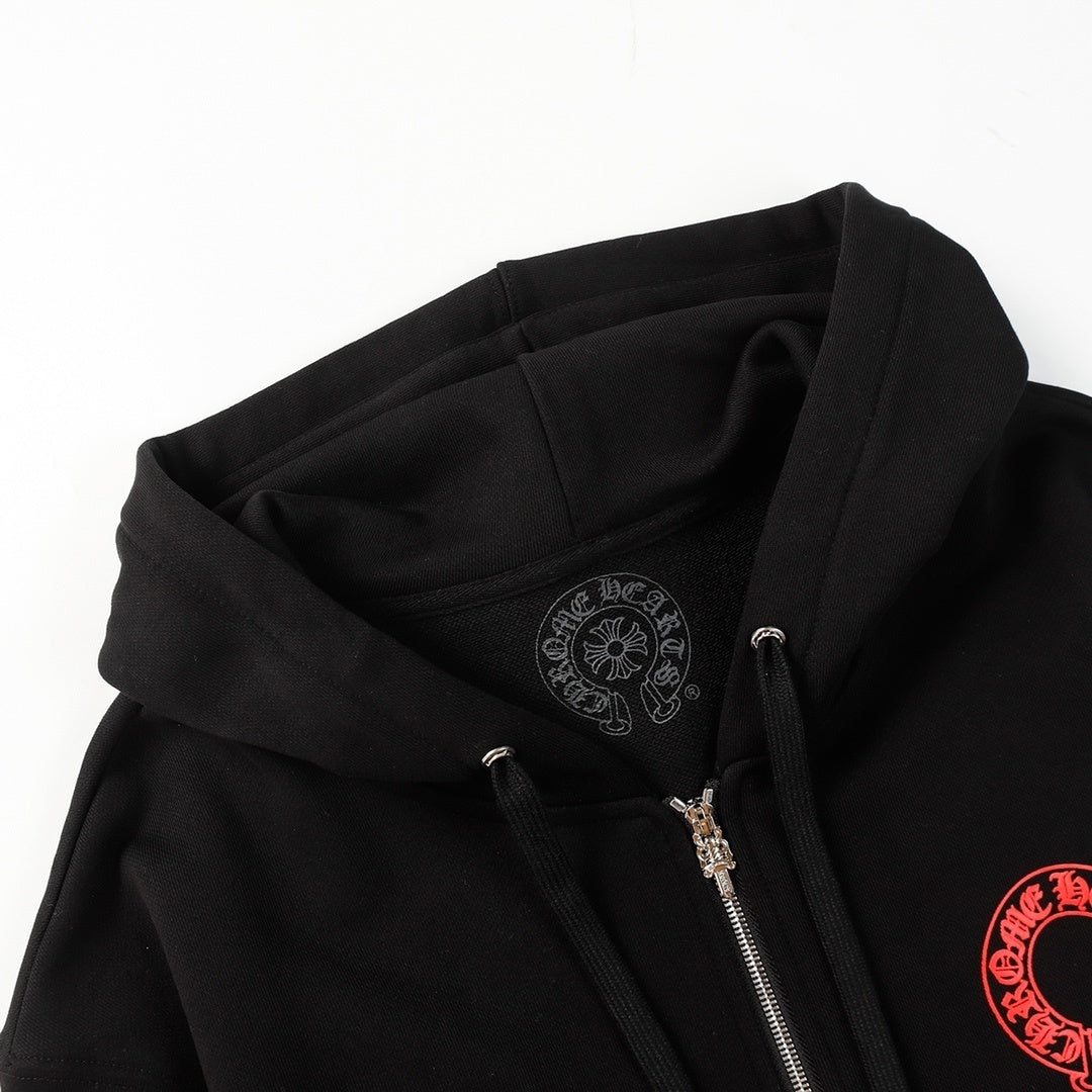 Chrome Hearts Zip-Up Hoodie "Black-Red-White"