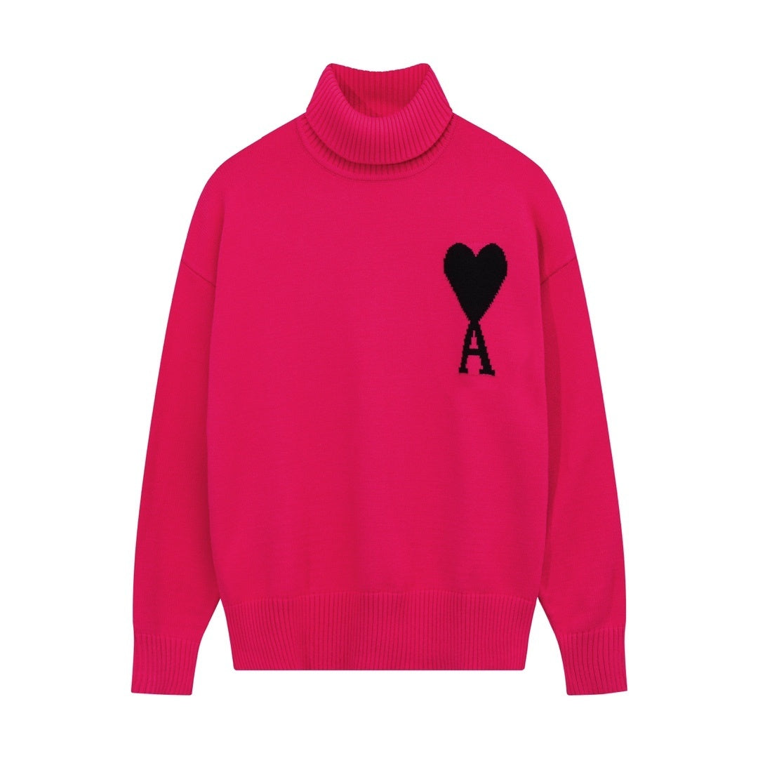 AMI Paris Ami De Coeur Turtleneck Sweater "Pink"