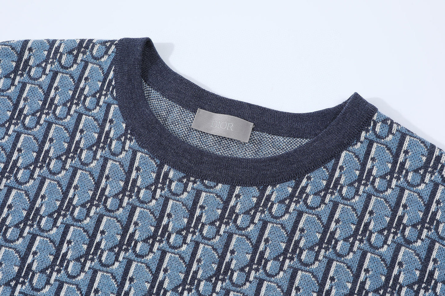 Dior Oblique T-Shirt "Blue Cotton Jacqard"