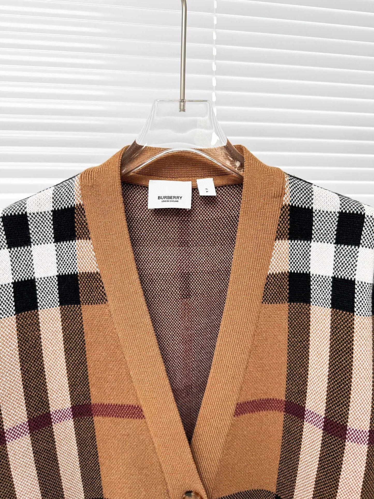Burberry Check Wool Cashmere Cardigan "Birch Brown"