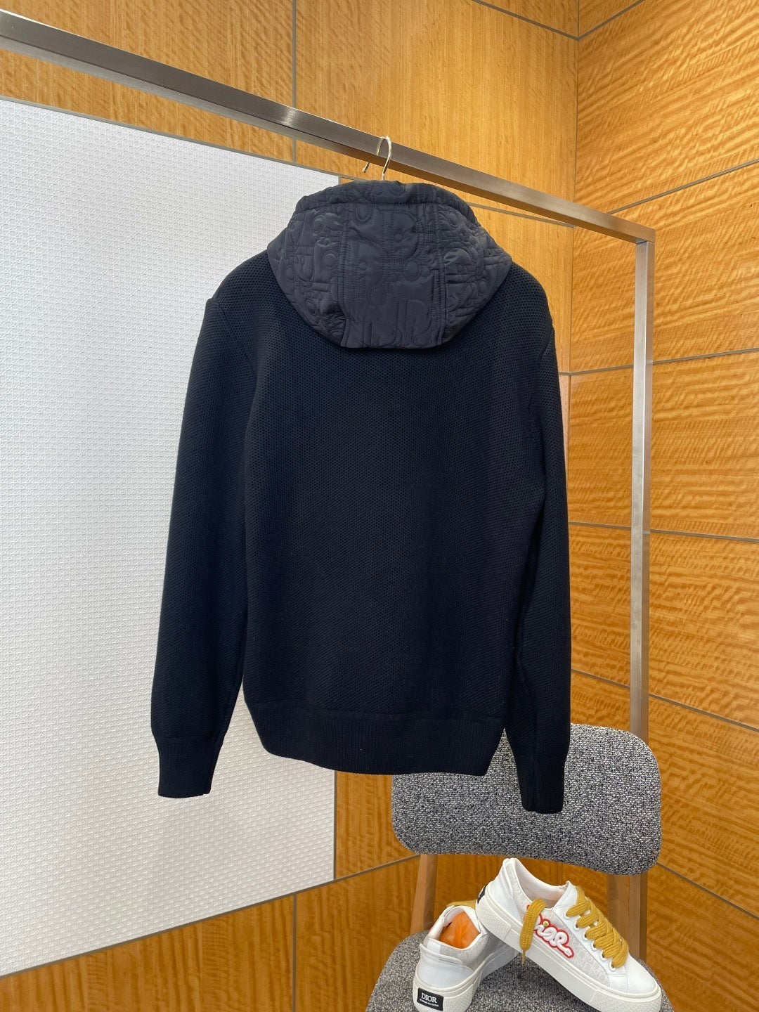 Dior Oblique Hooded Blouson Jacket "Black Cotton Blend Knit"