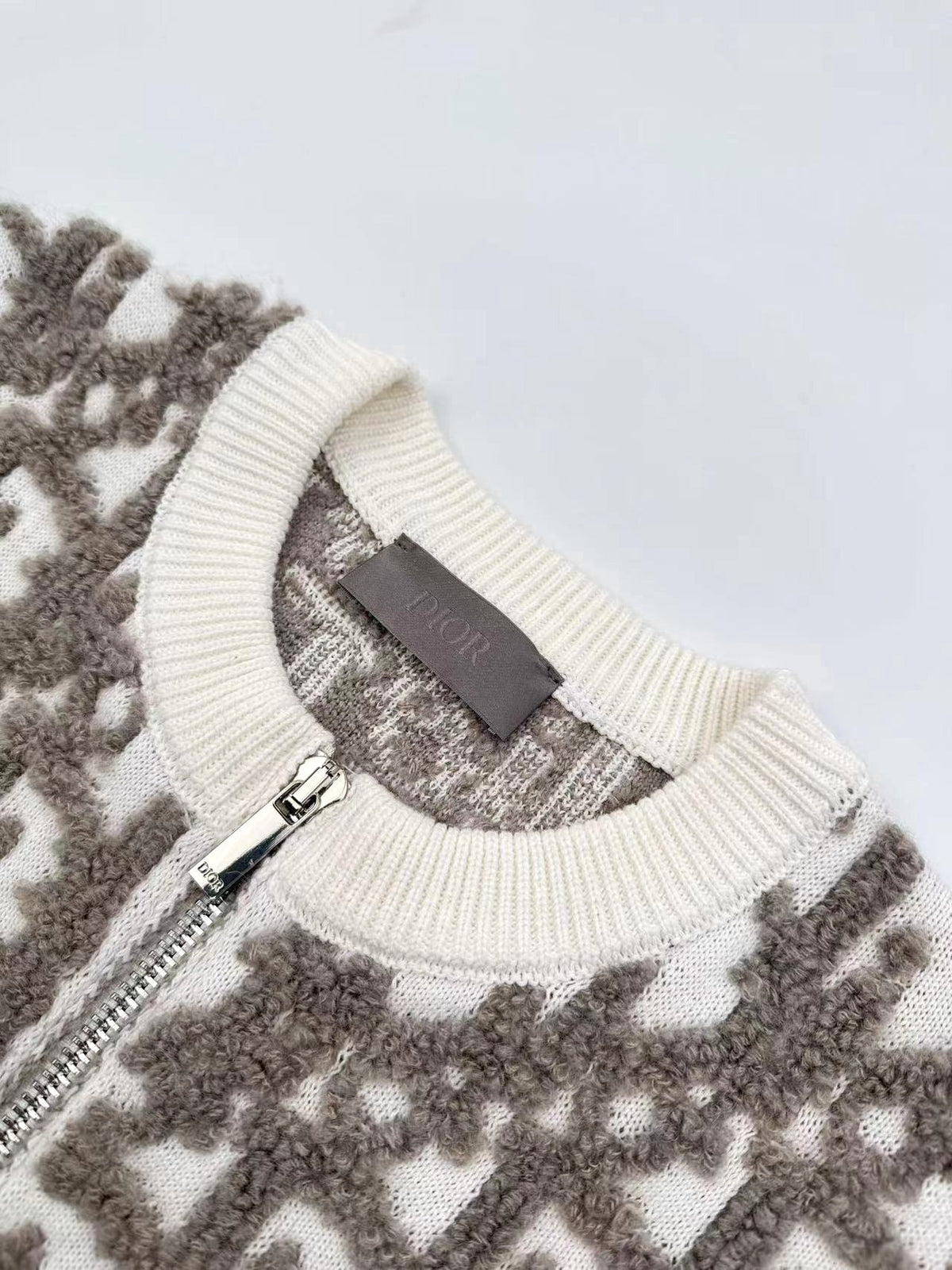 Dior Oblique Cardigan "White Wool Blend Fabric with Oblique pattern"