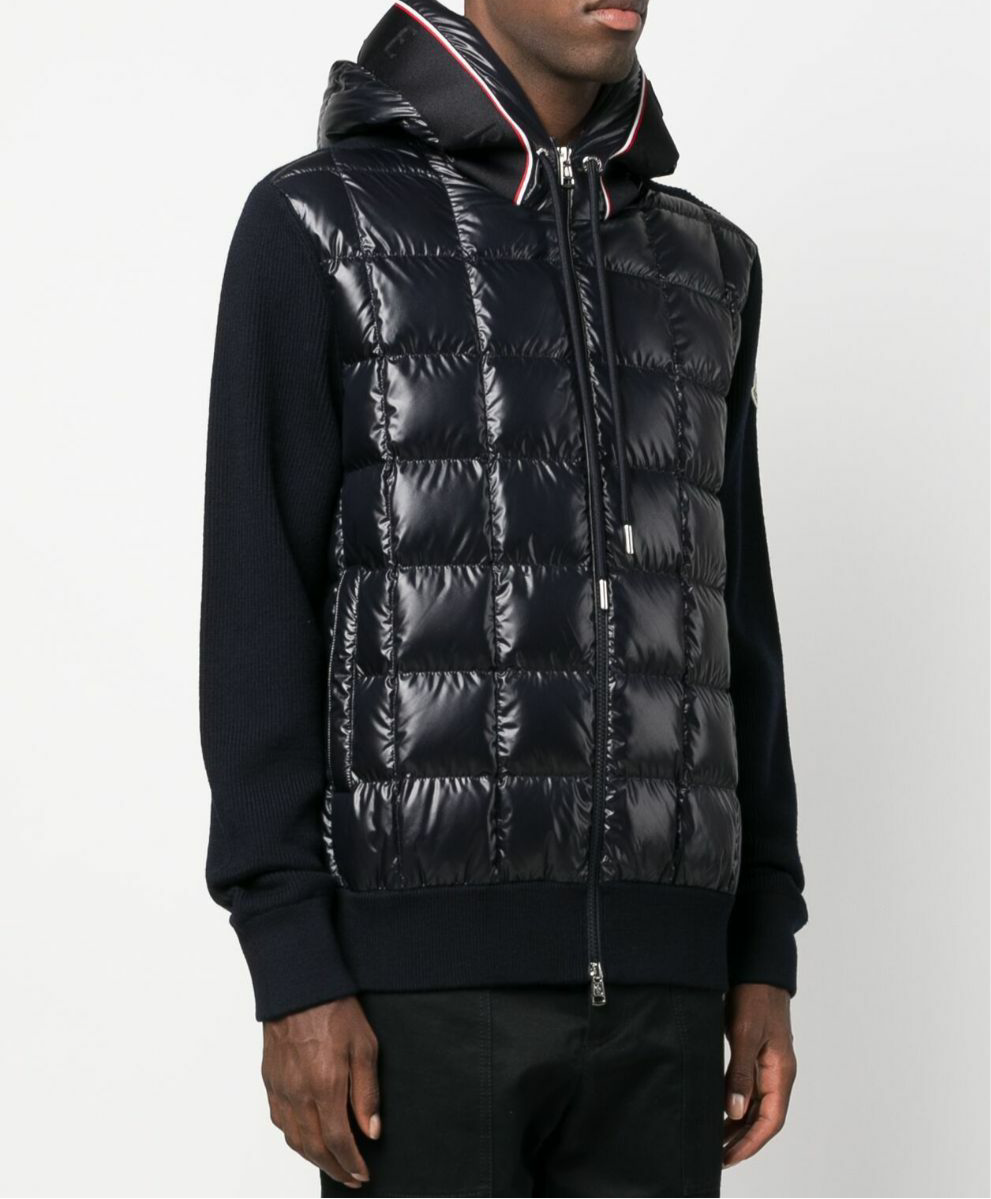 Moncler Paneled Down and Wool Jacket "Black"