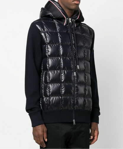 Moncler Paneled Down and Wool Jacket "Black"