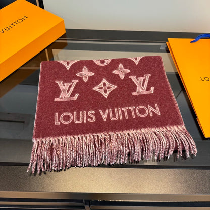 Louis Vuitton Monogram Shadow Scarf "Burgundy"