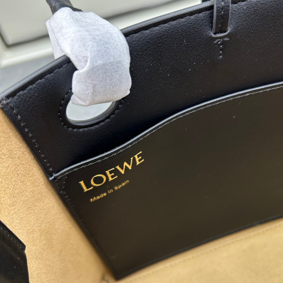 Loewe Anagram Embossed Small Leather Tote Bag "Black"