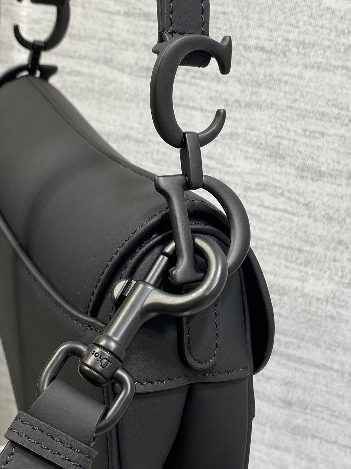 Dior Mini Saddle Bag with Strap "Black Ultramatte Calfskin"