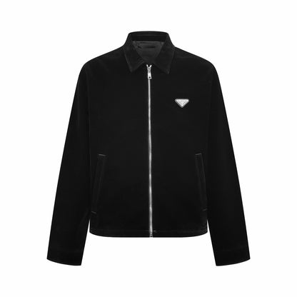 Prada Cotton Velvet Blouson Jacket "Black"