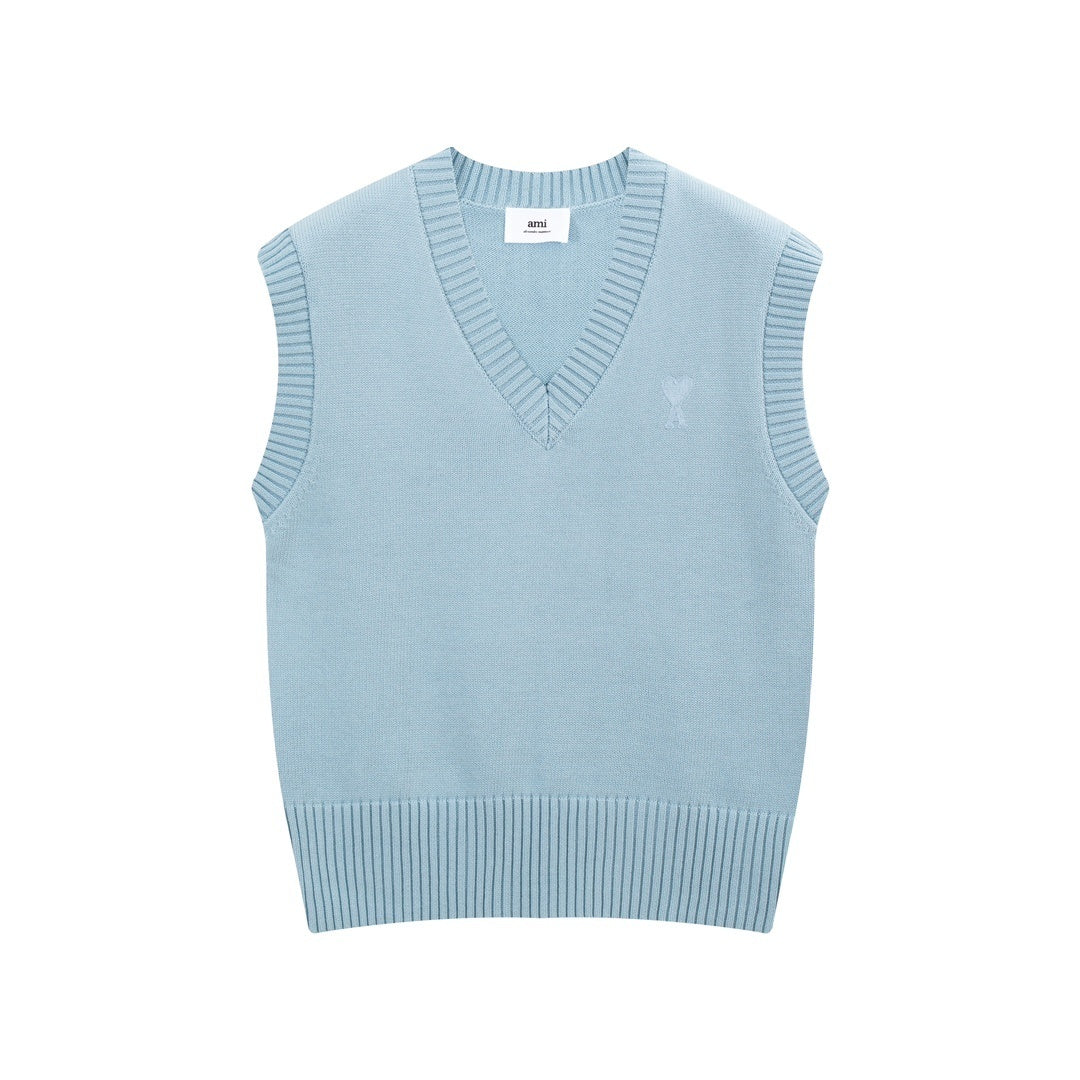 AMI Paris Ami De Coeur Sweater Vest "Pastel Blue"