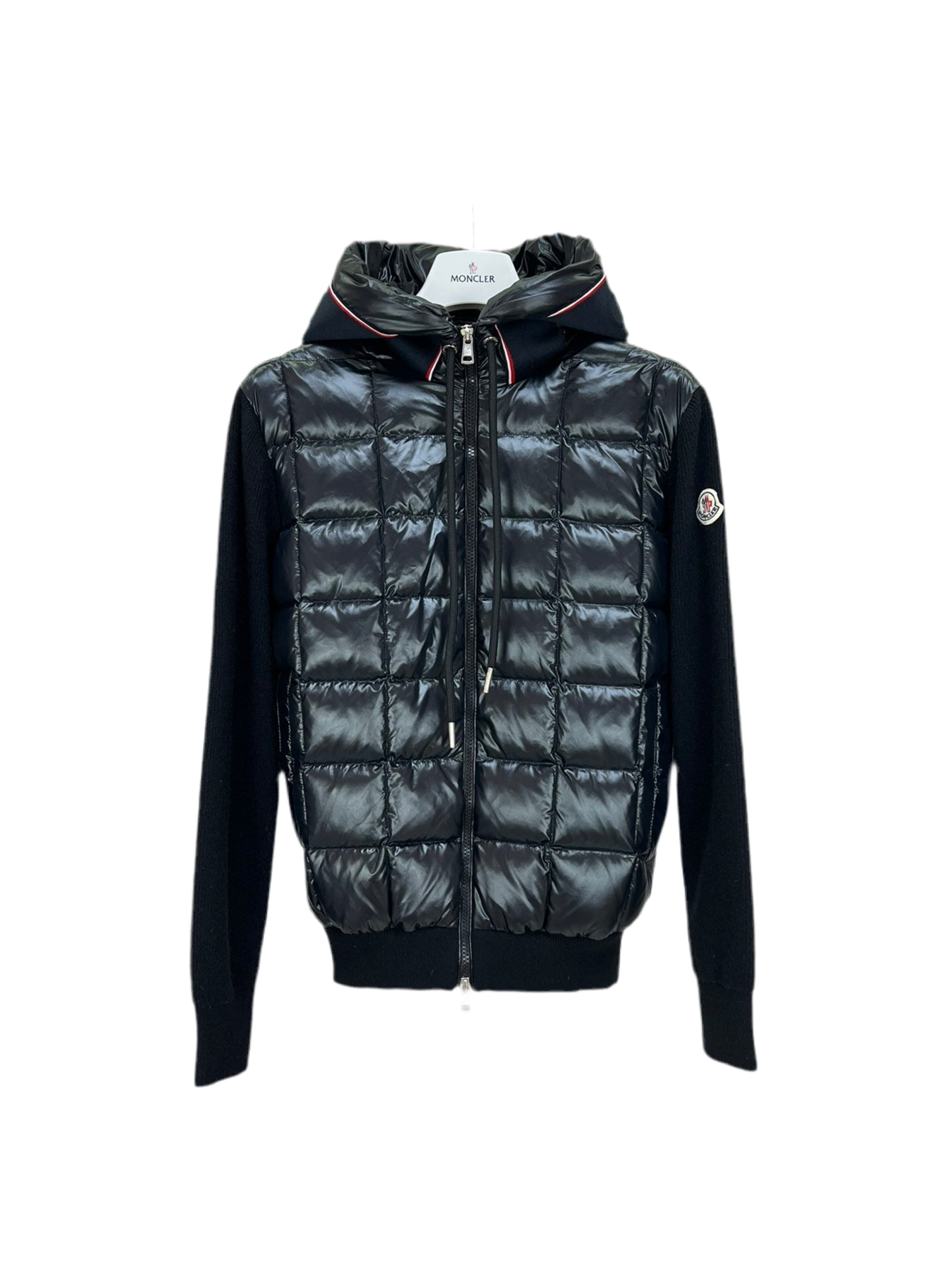 Moncler Paneled Down and Wool Jacket "Black"