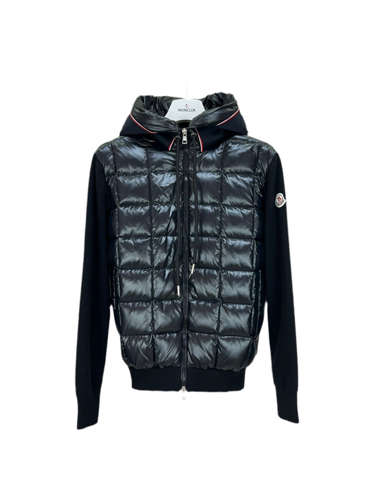 Moncler Paneled Down and Wool Jacket "Black"